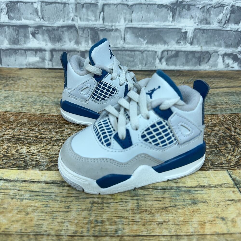Nike Air Jordan 4 Retro Military Blue White Toddler BQ7670-141 Baby Size 4C Rare